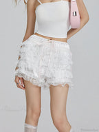 Lace Ruffled Bow FLower Short
