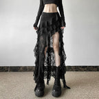 Lace Ruffles Patchwork Mini Skirt