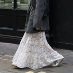 Lace Sheer A-Line Vintage Floral See-Through Skirt