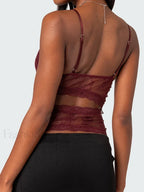 Lace Sheer Cutout Crop Top