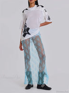 Lace Sheer Maxi Split Sexy See Through Cover Up Beach Skirt