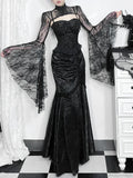 Lace Splicing Asymmetric Skirt