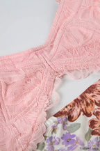 Pink Lace Splicing Printed Irregular Split Hollow Strappy Beach Maxi Dress