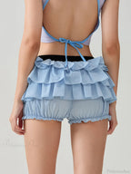 Lace Tiered Bow Skort Short