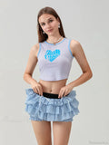 Lace Tiered Bow Skort Short