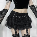 Lace Tiered Eyelet Mini Skirt