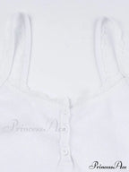 Lace Trim Button Trendy Up Cami Top