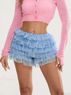 Lace Trim Multi-Layer Bloomer Short