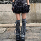 Lace Trim Puffy Ruffle Skirt