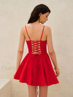 Lace-up Back Cami Dress