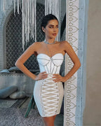 Lace-Up Red Mini Bandage Party Dress