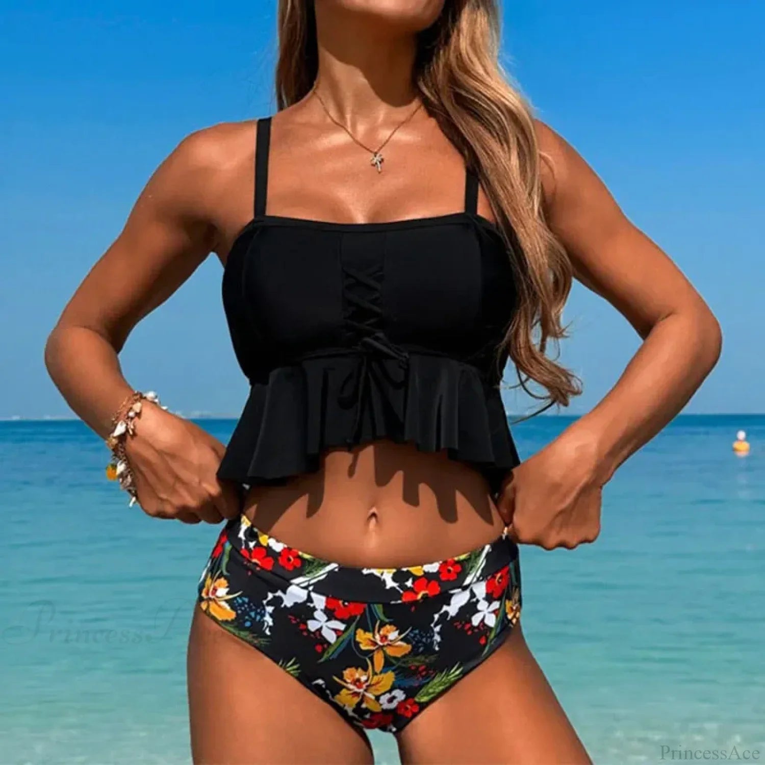 Lace Up Spaghetti Strap Two Piece Set