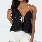 Lace-Up Split Front Crop Top