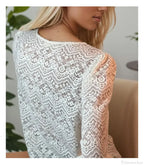Lace V-Neck Floral Vintage Elegant Long Sleeve Boho Blouse