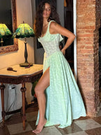 Lace Zipper Split Slim Maxi Dress
