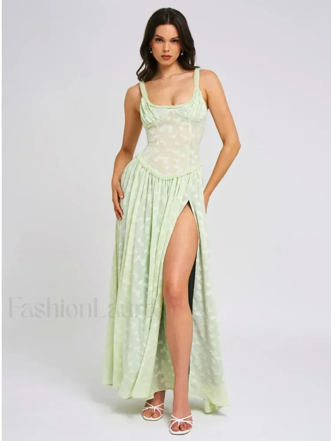 Lace Zipper Split Slim Maxi Dress