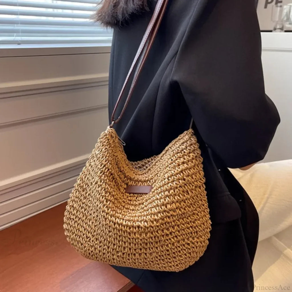 Ladies Summer Straw Crossbody Shoulder Bag