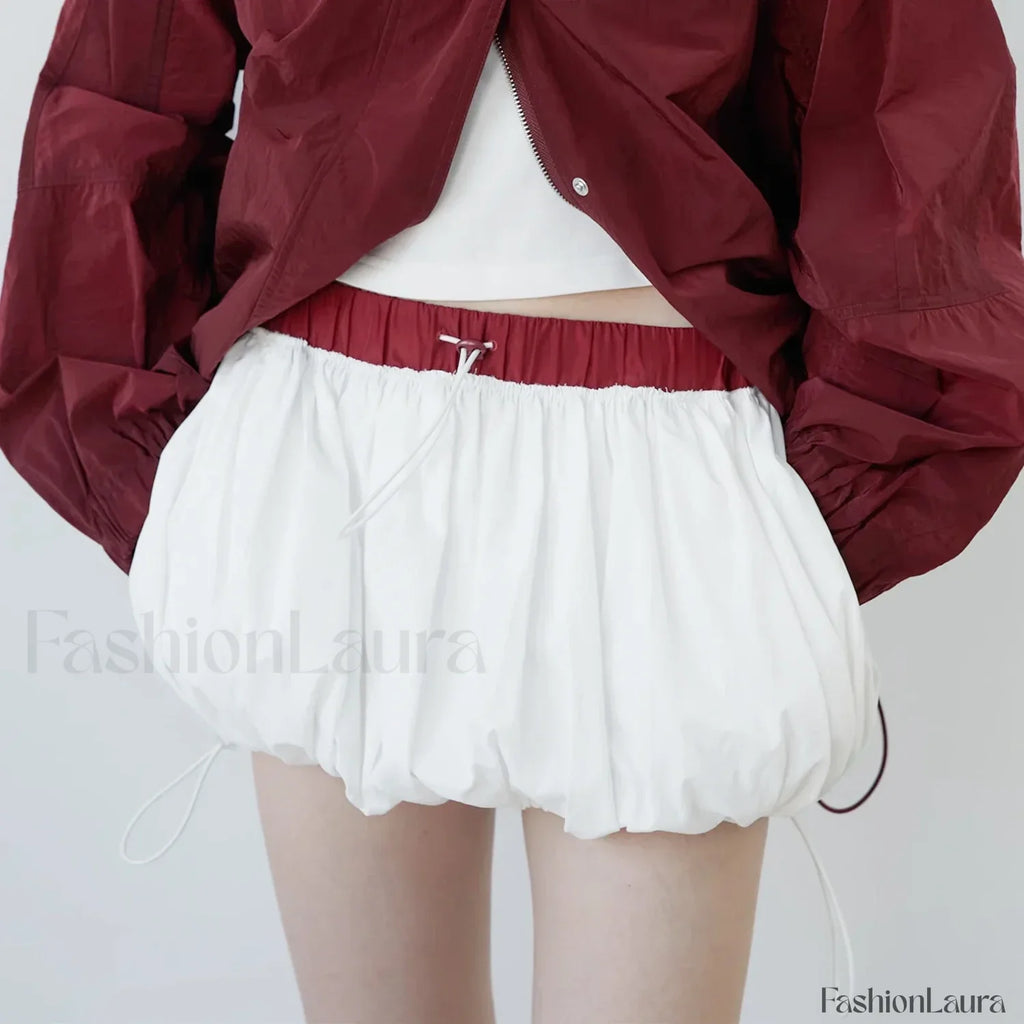 Lantern Puffball Elastic Waist Skirt