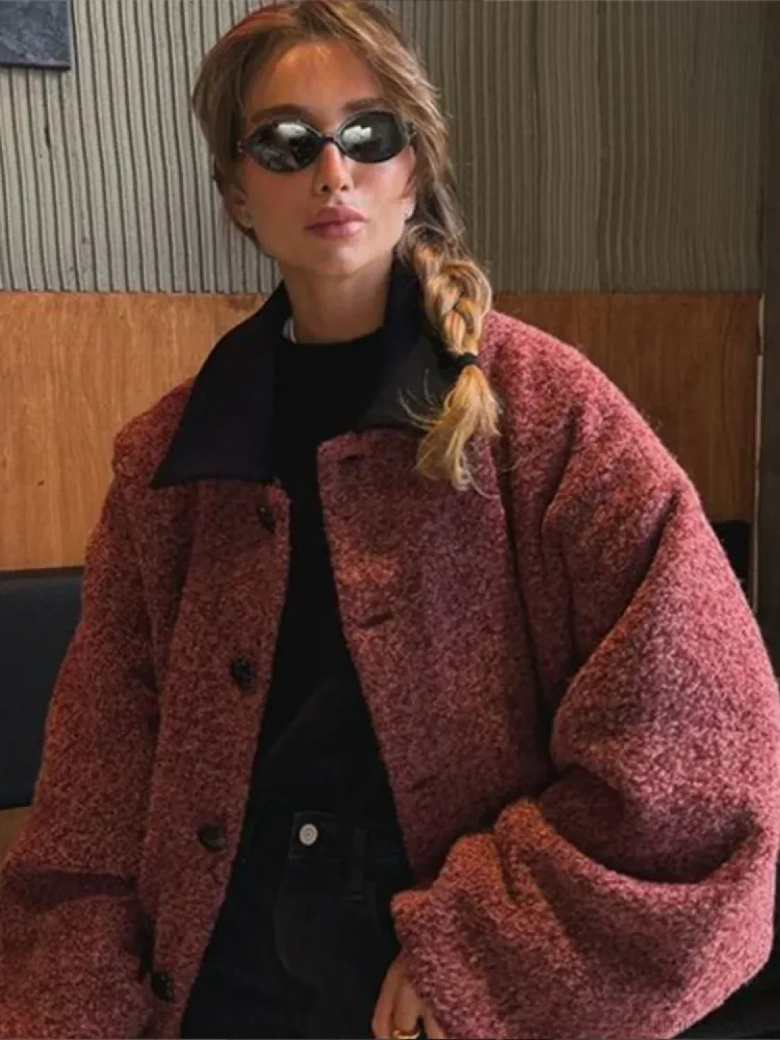 Lantern Sleeve Wool Blends Coat