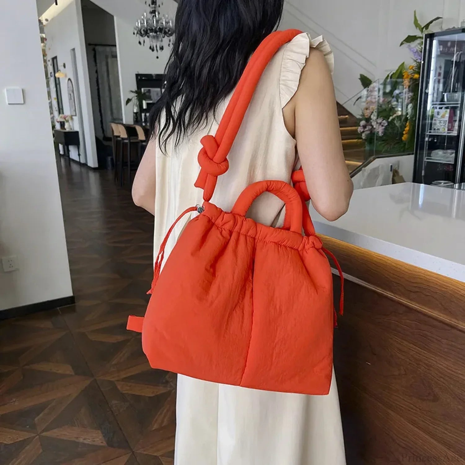 Large Capacity Puffer Nylon Tote Handbag Designer