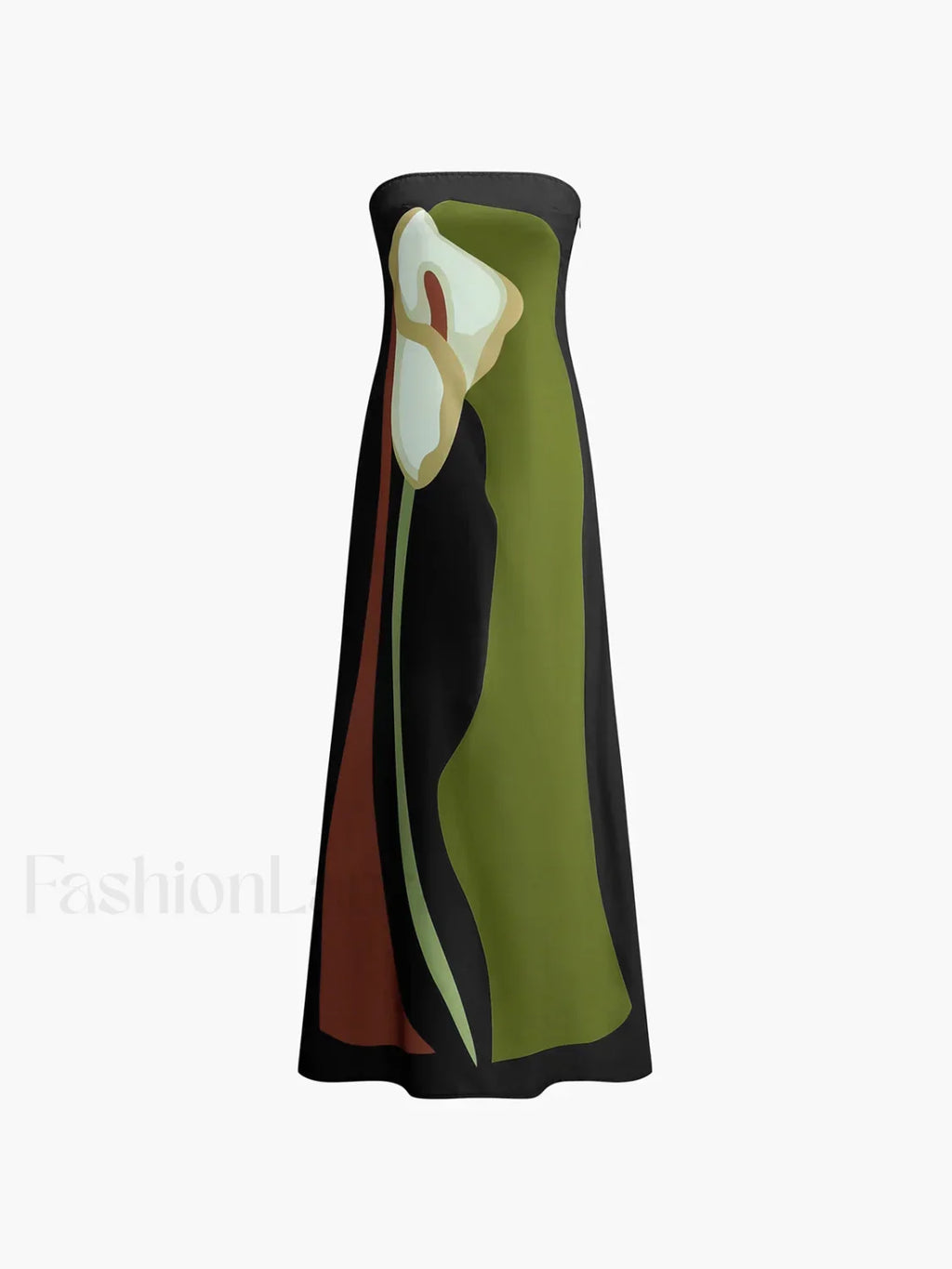 Floral Print Split Tube Maxi Dress