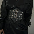Large Gothic Ebony Leather Punk Corset Belt