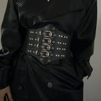 Large Gothic Ebony Leather Punk Corset Belt