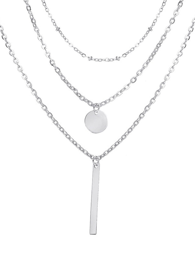 Chic Modern Geometry Necklace for Women - 3 Layered Design for All Seasons
