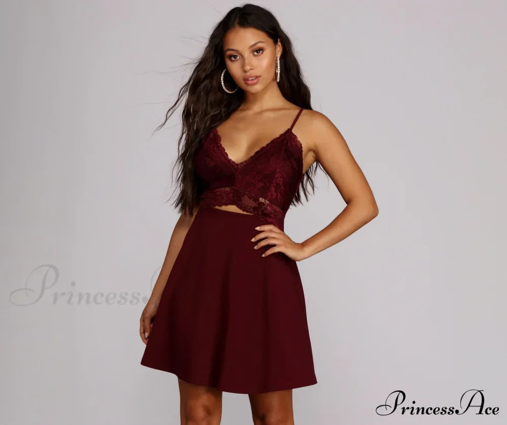 Lavish In Stylish Lace Skater Dress
