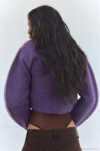 Lazy Loose High Collar Long Sleeve Cardigan