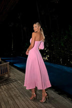 Lucía Exclusive Midi Dress with Floral Cut Out Elevated Occasion Wear