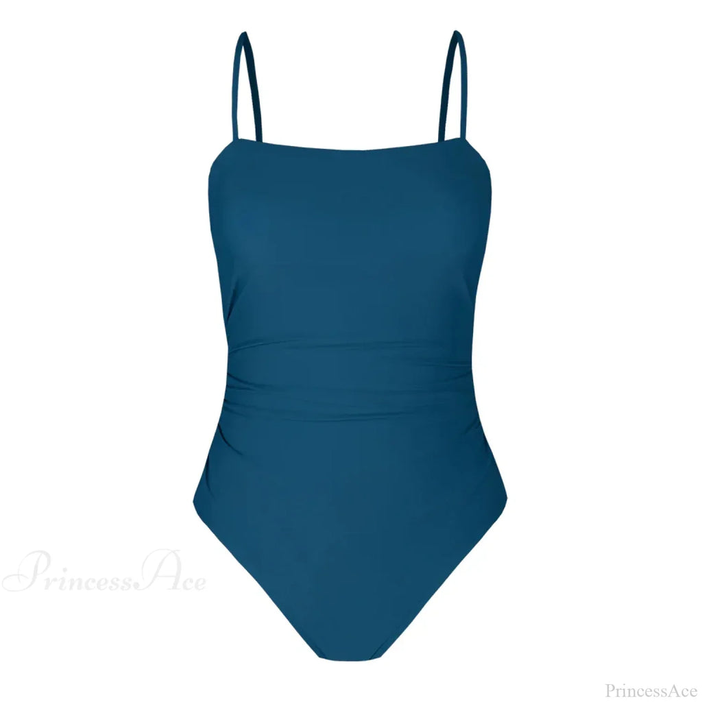 Leaf Print Shirred Square Neck One Piece Set