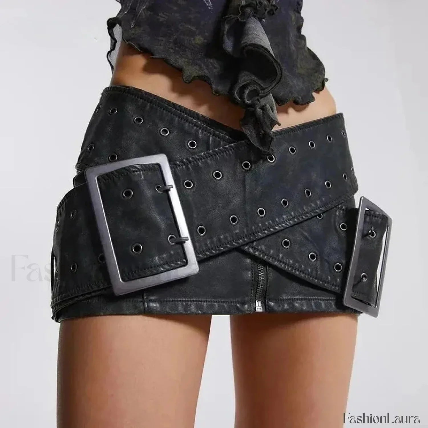 Leather High Waist A-Line Skirt