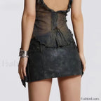Leather High Waist A-Line Skirt