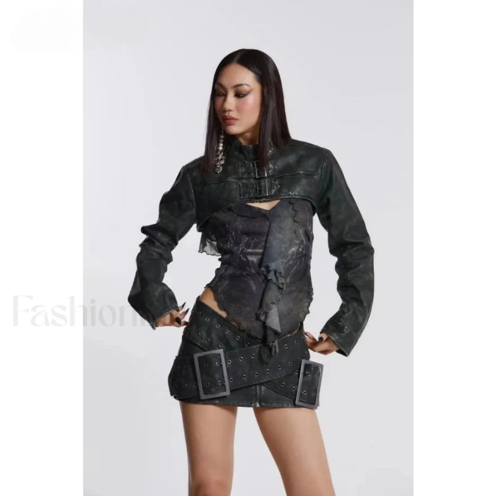 Leather High Waist A-Line Skirt