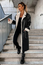Leather Thickened Trench-Inspired Relaxed Tie Waist Overcoat