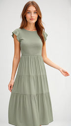 Pilar Chic Smocked Summer Midi Dress Pleated Designer Edit