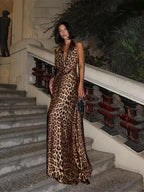 Leopard Backless Camisole Party Dress