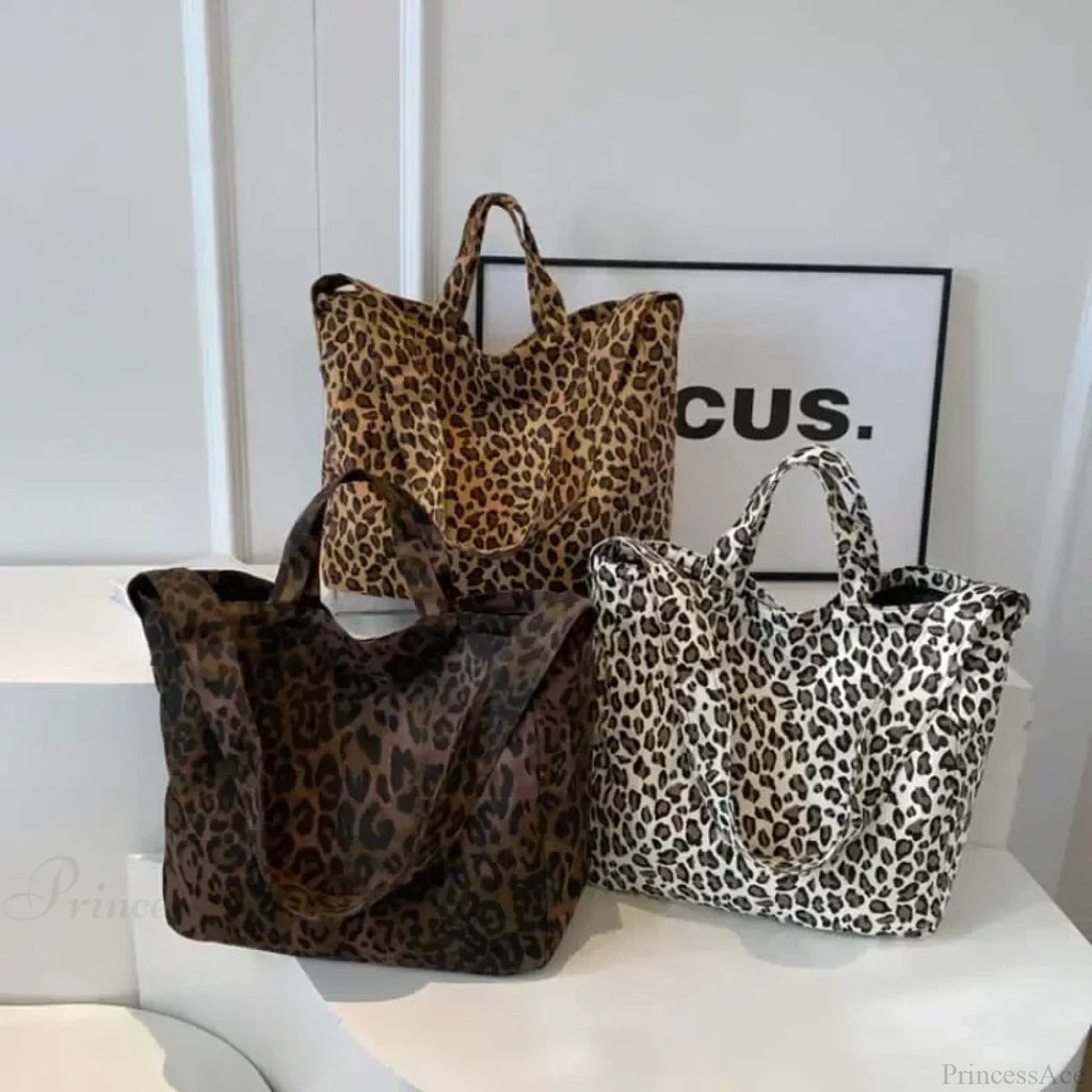 Leopard Design Korean Fashion Shopper Handbag