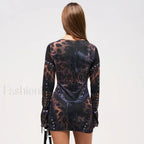 Black Flared Sleeve Mini Dress