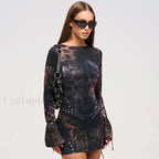 Black Flared Sleeve Mini Dress