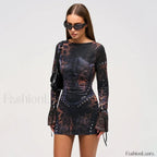 Black Flared Sleeve Mini Dress