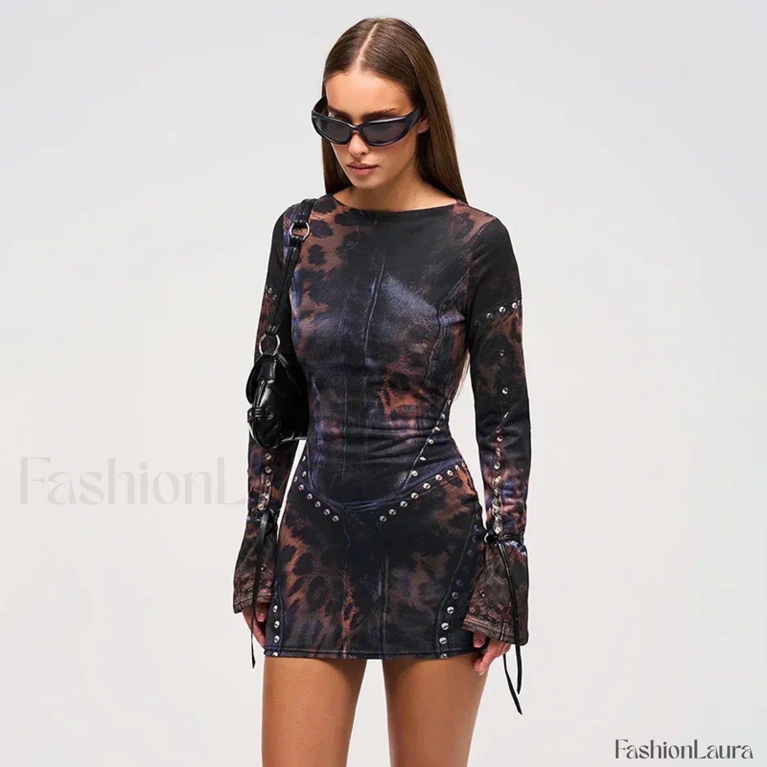 Black Flared Sleeve Mini Dress