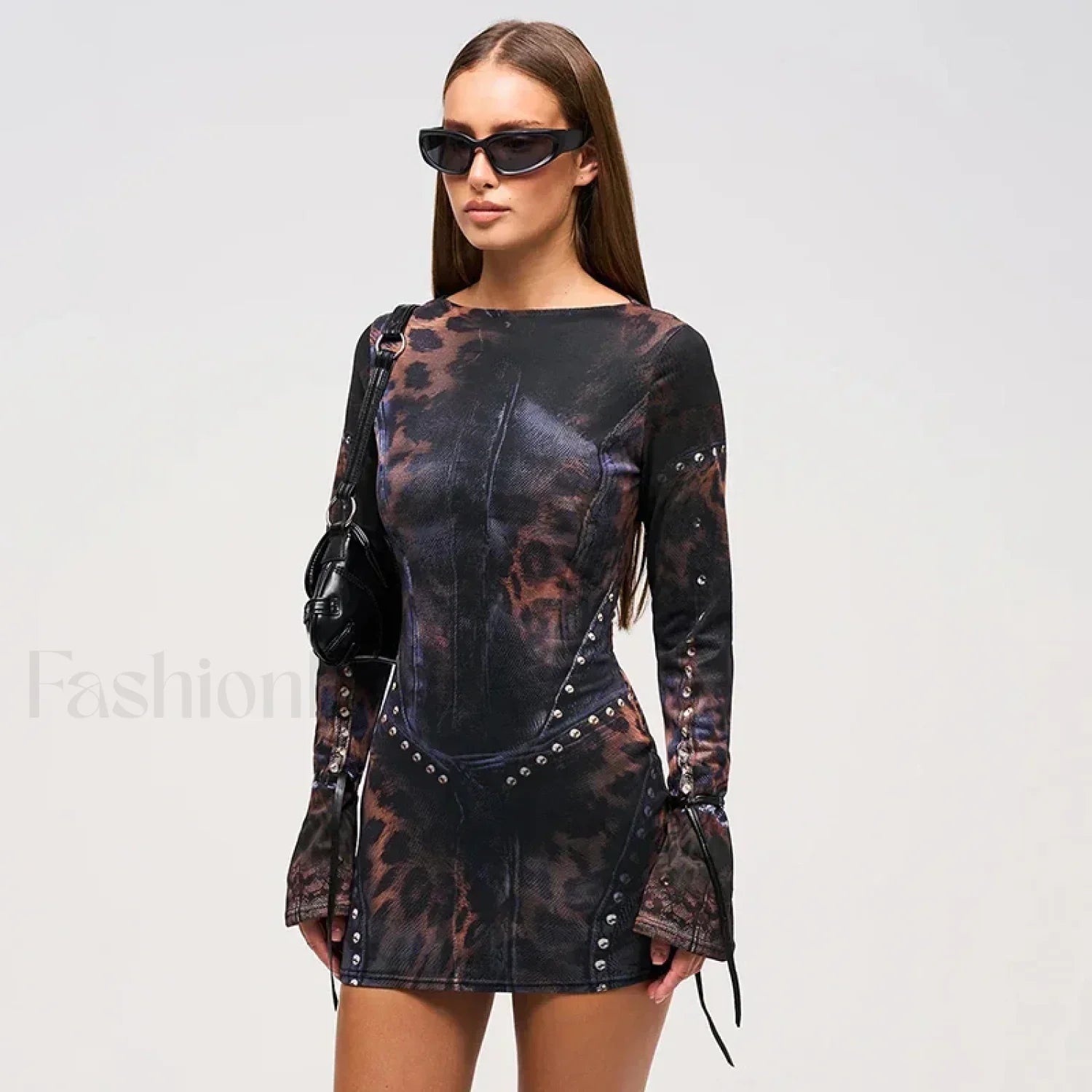 Black Flared Sleeve Mini Dress