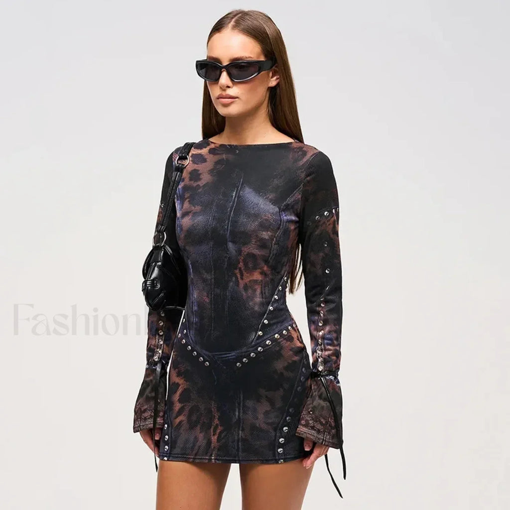 Black Flared Sleeve Mini Dress