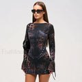 Black Flared Sleeve Mini Dress