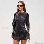 Black Flared Sleeve Mini Dress