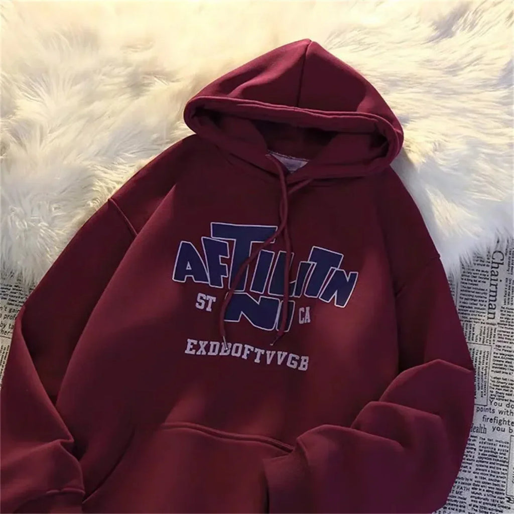 Letter Print Cotton Hoodie