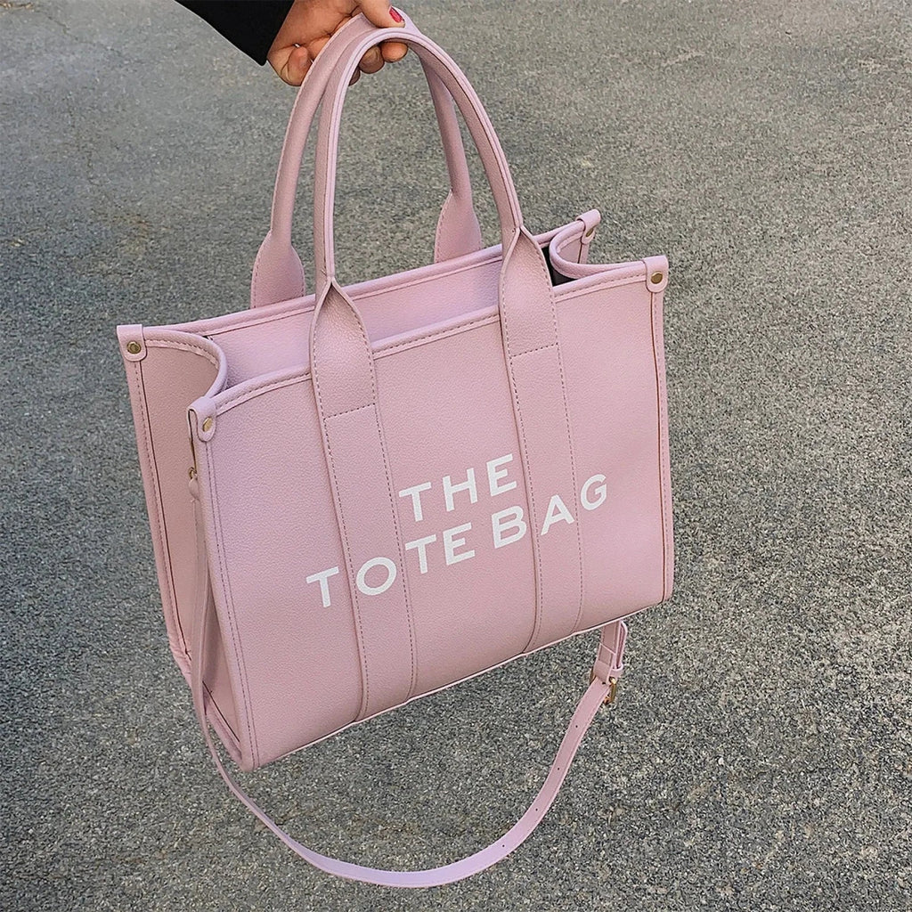 Letter Soft PU Leather Tote Shoulder Handbag