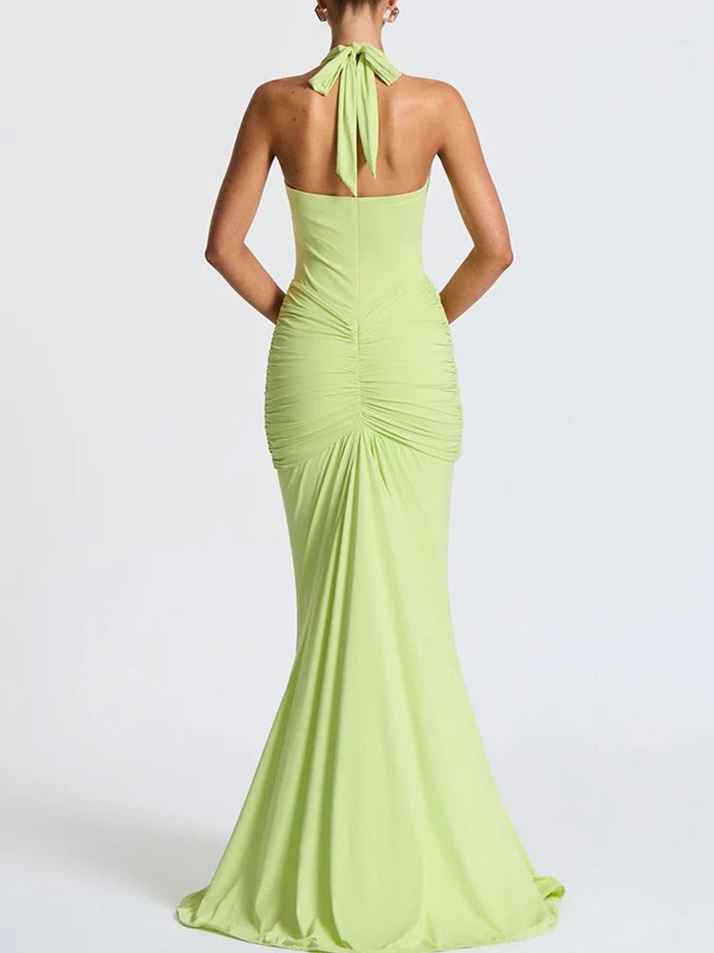 Liana Deep-V Halter Maxi Dress